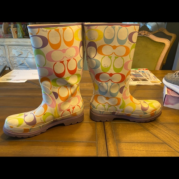 Coach multicolor rainbow rain rubber boots 10 - Picture 8 of 9
